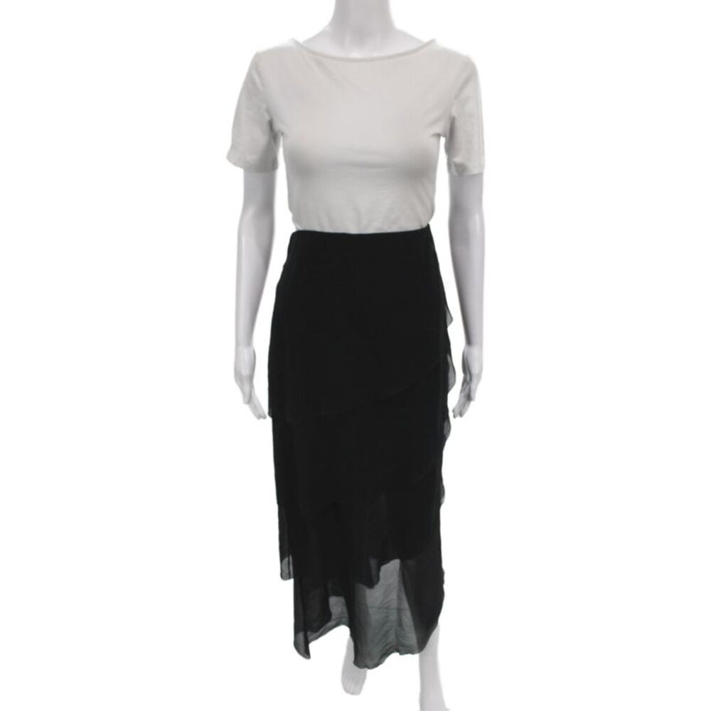 Chanel Women Maxi Silk Long Skirt Black Size 44